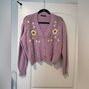 Nasty Gal Lavender Floral Cardigan